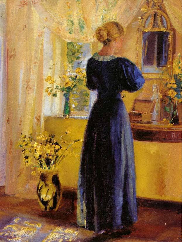 Young Woman in front of a Mirror by Anna Ancher — Oil Painting Reproduction