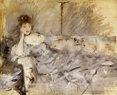 Young Woman in Grey Reclining in entryway