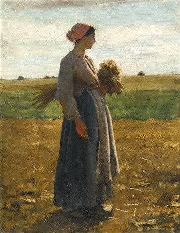 Young Woman in the Fields by Jules Breton — Oil Painting Reproduction