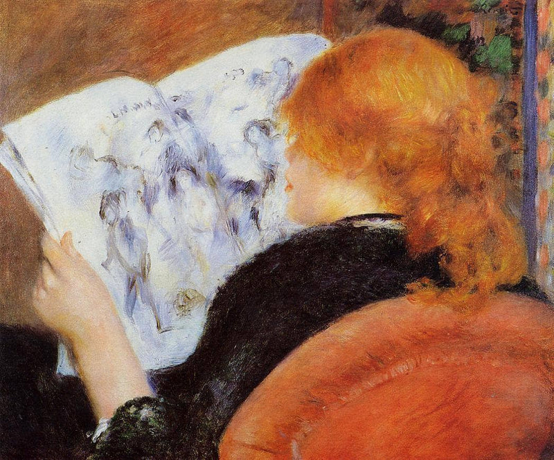 Young Woman Reading an Illustrated Journal by Pierre-Auguste Renoir — Oil Painting Reproduction