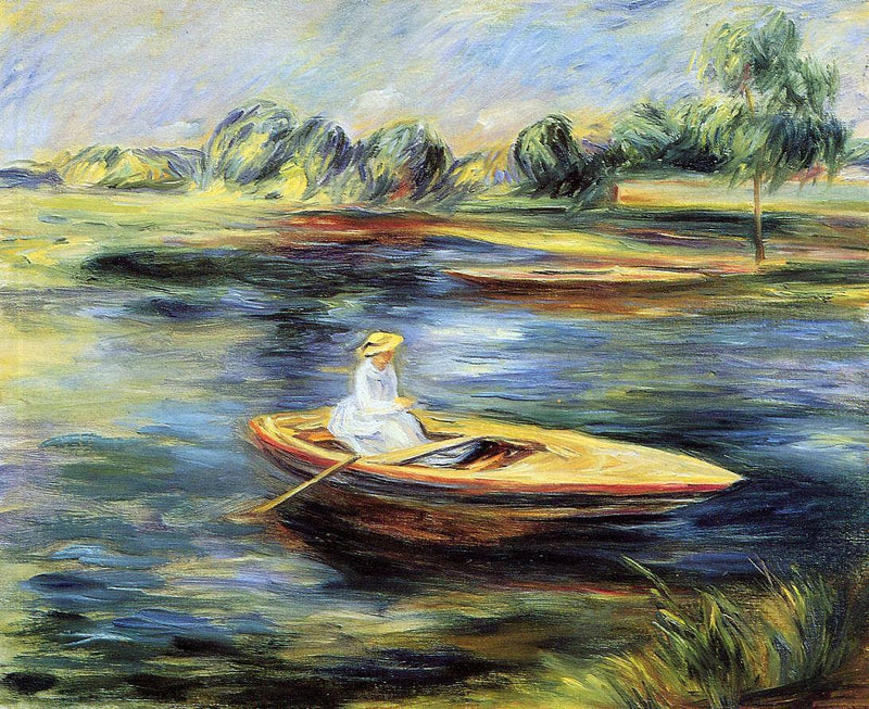 Young Woman Seated in a Rowboat by Pierre-Auguste Renoir — Oil Painting Reproduction