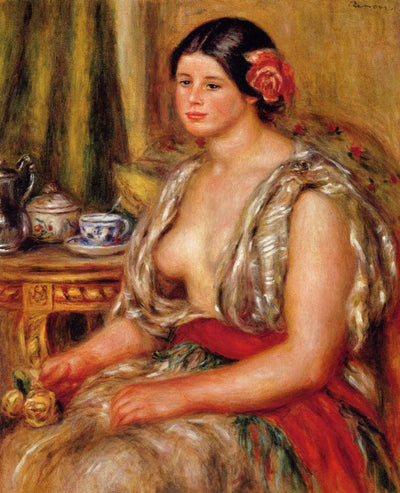 Young Woman Seated in an Oriental Costume in bedroom