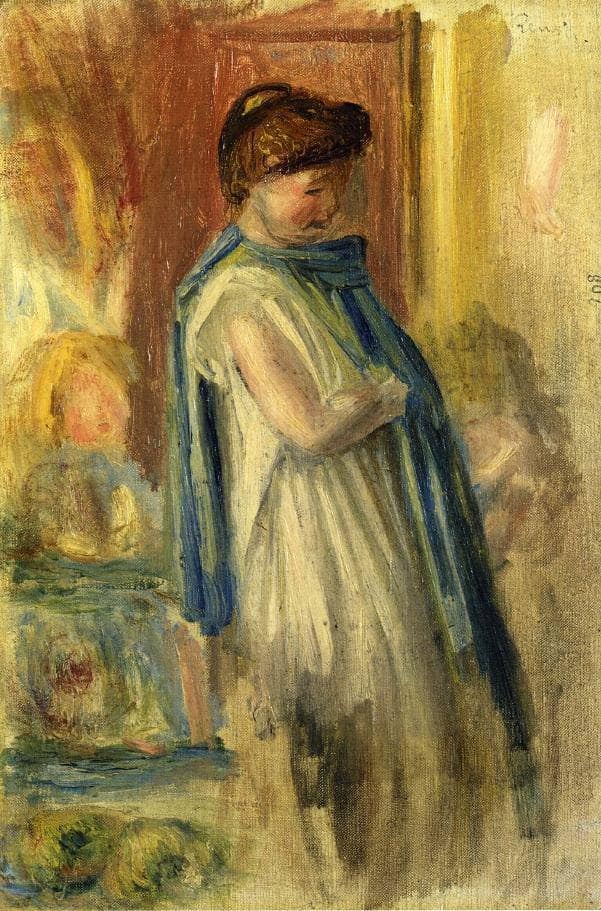 Young Woman Standing by Pierre-Auguste Renoir — Oil Painting Reproduction
