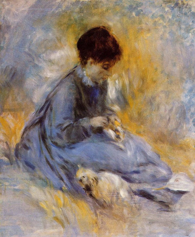 Young Woman with a Dog by Pierre-Auguste Renoir — Oil Painting Reproduction