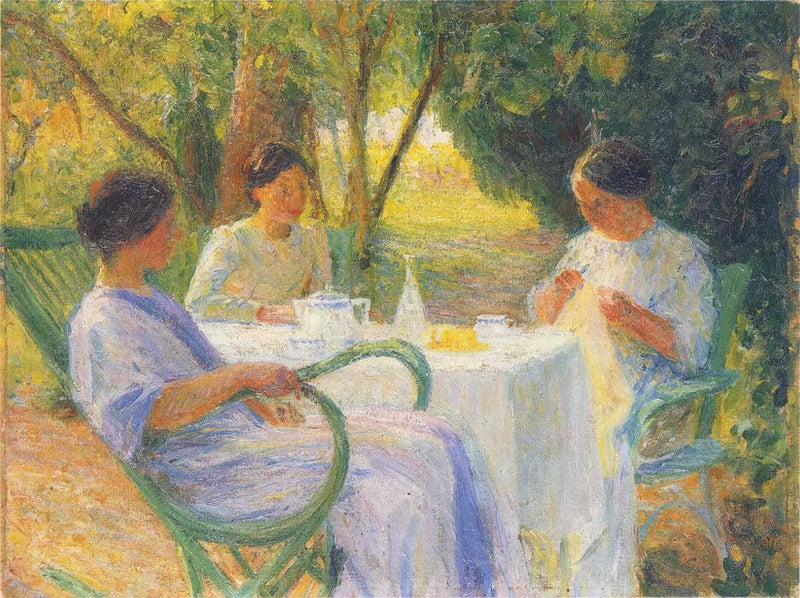 Young Women in Garden in Marquayrol by Henri Martin — Oil Painting Reproduction
