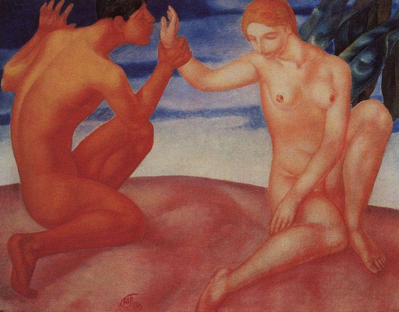 Youth (Kiss) by Kuzma Petrov-Vodkin — Oil Painting Reproduction
