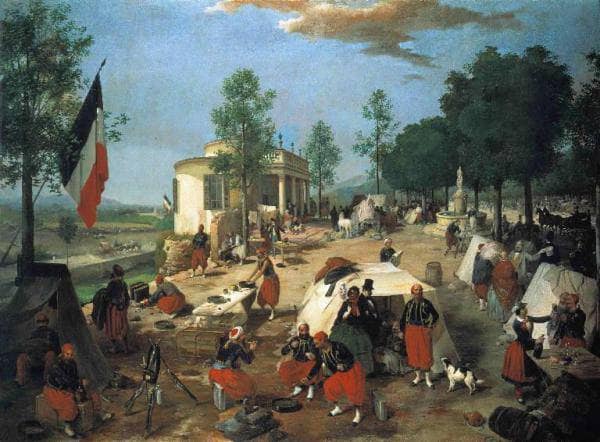 Zouaves in the stands of Brescia by Angelo Inganni — Oil Painting Reproduction