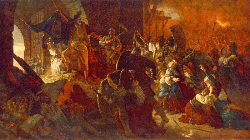 Zrinyi's Charge from the Fortress of Szigetvár by Bertalan Szekely — Oil Painting Reproduction