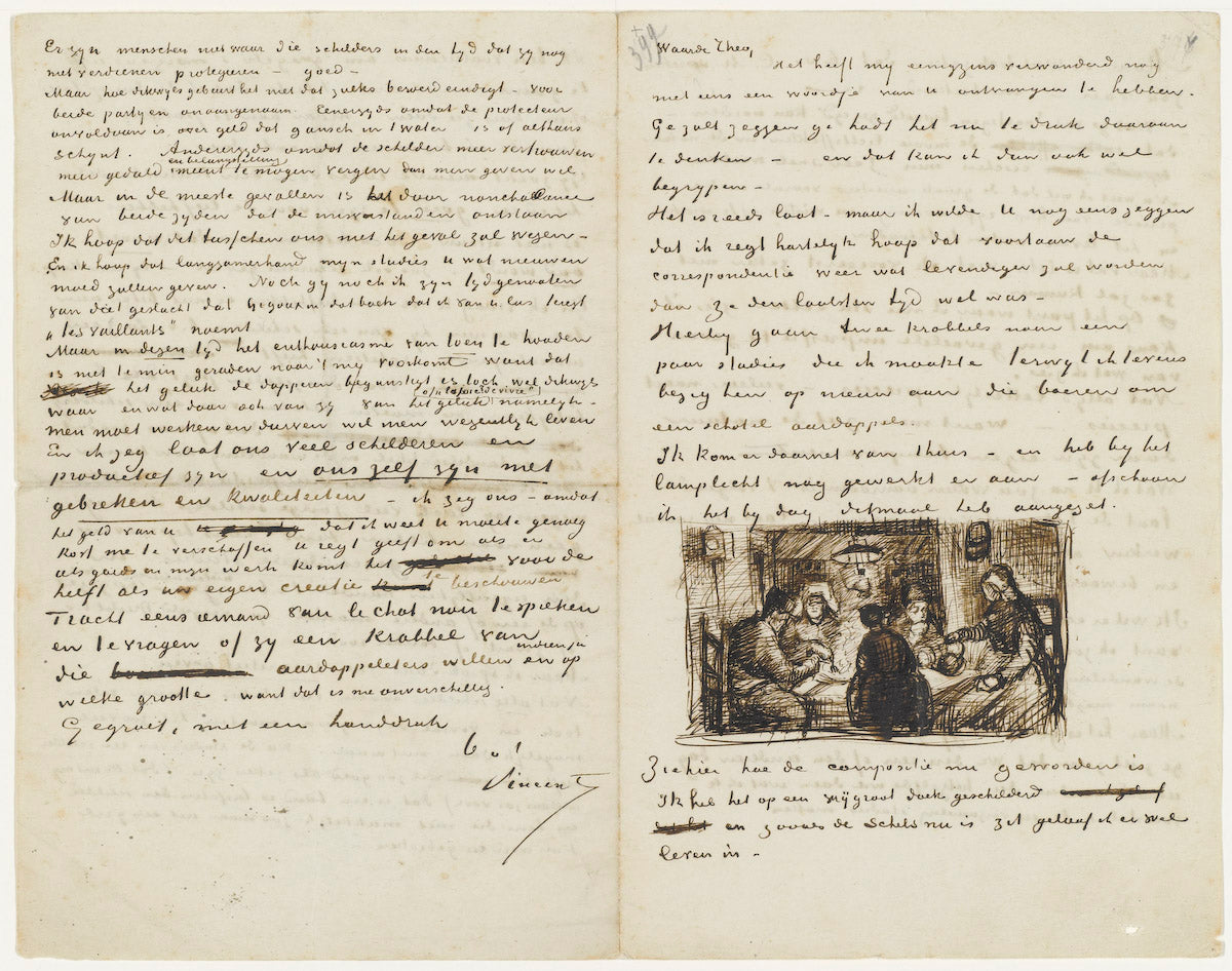 Vincent van Gogh, Letter to Theo van Gogh with a sketch of The Potato Eaters, 1885