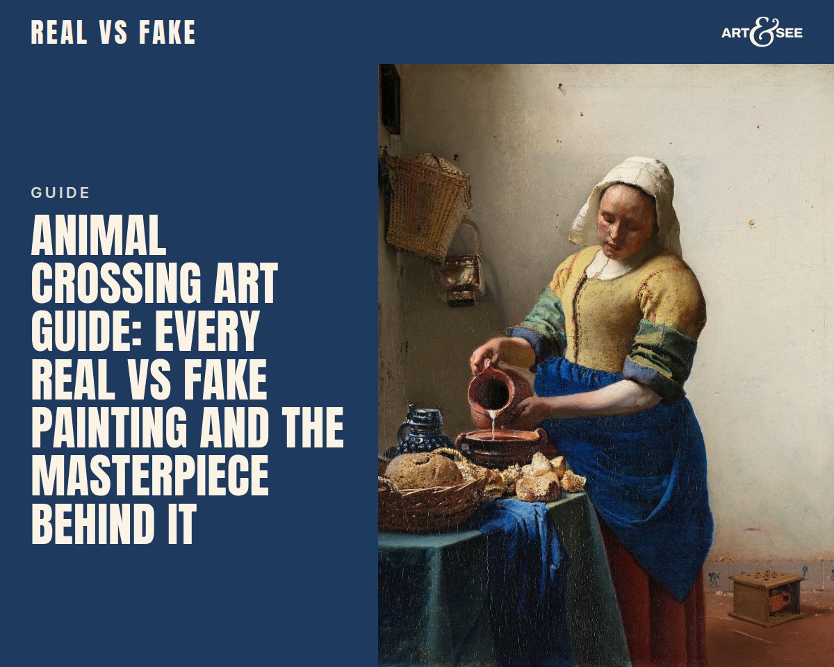 Animal Crossing Art Guide: Every Real vs Fake Painting and the Masterpiece Behind It: cover showing Johannes Vermeer, The Milkmaid, c. 1658