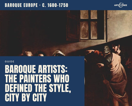 Baroque Artists: The Painters Who Defined the Style, City by City: cover showing Caravaggio, The Calling of Saint Matthew, 1599–1600