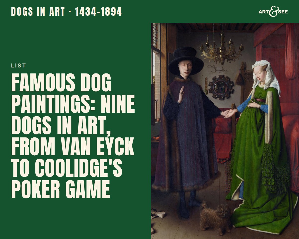 Famous Dog Paintings: Nine Dogs in Art, from Van Eyck to Coolidge's Poker Game: cover showing Jan van Eyck, The Arnolfini Portrait, 1434