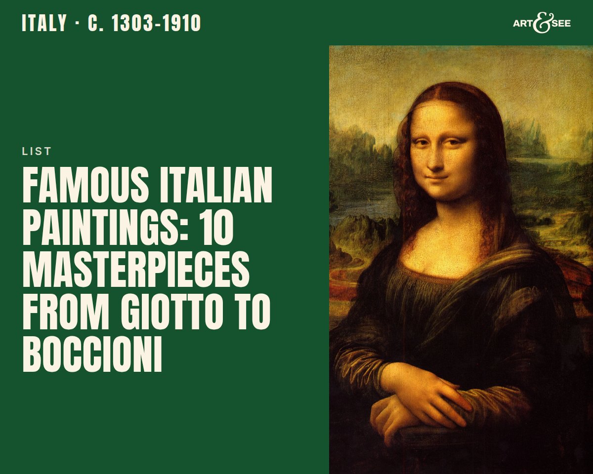Famous Italian Paintings: 10 Masterpieces From Giotto to Boccioni: cover showing Leonardo da Vinci, Mona Lisa, 1503–1519