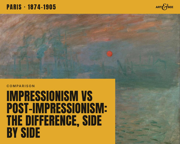 Impressionism vs Post-Impressionism: The Difference, Side by Side: cover showing Claude Monet, Impression, Sunrise, 1872