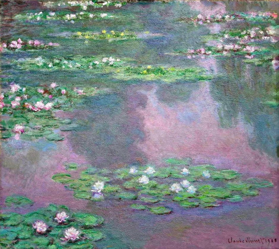 Hand-painted oil on canvas reproduction of Water Lilies by Claude Monet