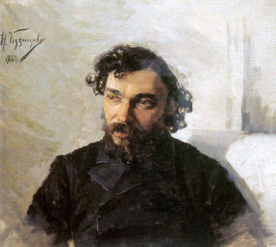 Portrait of Artist Ivan Pokhitonov in home office