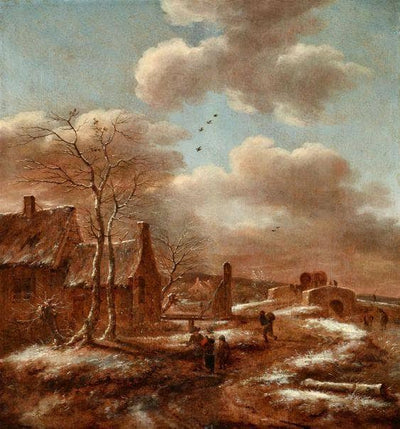Travellers in a Winter Landscape in study