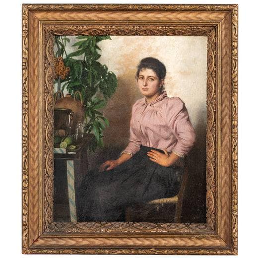 Young woman in an interior by Giovanni Costa — hand-painted portrait oil painting reproduction on canvas