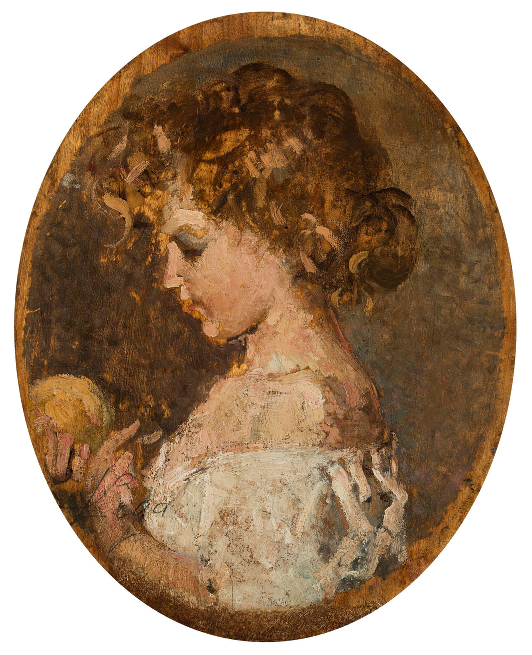 Child with pommel by Silvestro Lega — hand-painted portrait oil painting reproduction on canvas