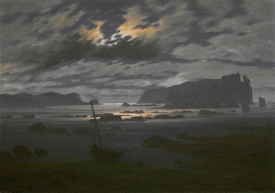 The North Sea in the Moonlight by Caspar David Friedrich — hand-painted landscape oil painting reproduction on canvas