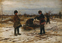 Children collecting brushwood by Ivan Tvorozhnikov — rural oil painting wall art, Realism