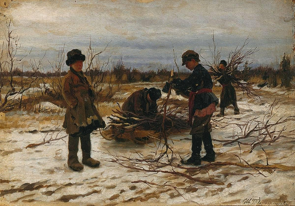 Children collecting brushwood