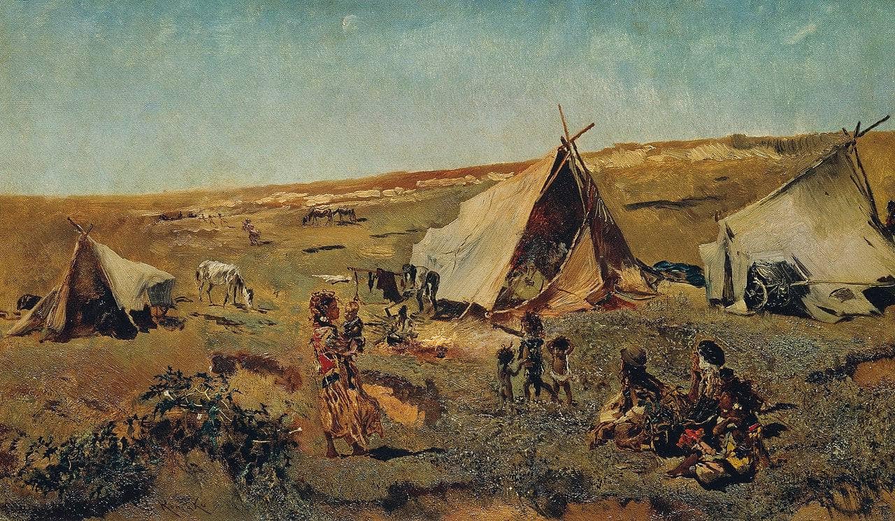 Gypsy camp in the Puszta - Anton Romako