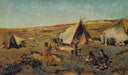 Gypsy camp in the Puszta by Anton Romako — rural oil painting wall art, Realism