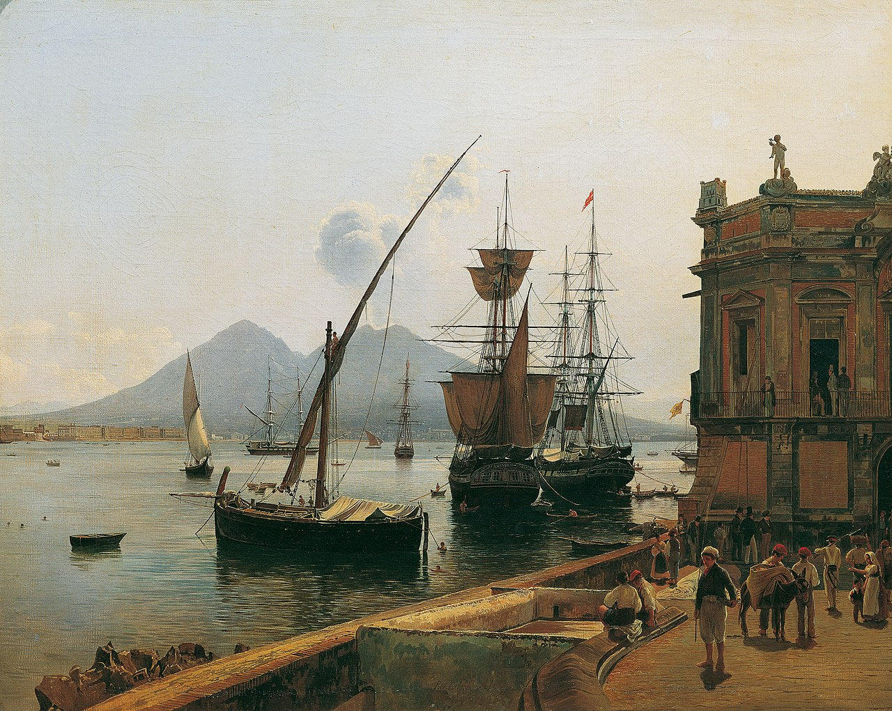 The port of Naples with Vesuvius - Rudolf von Alt