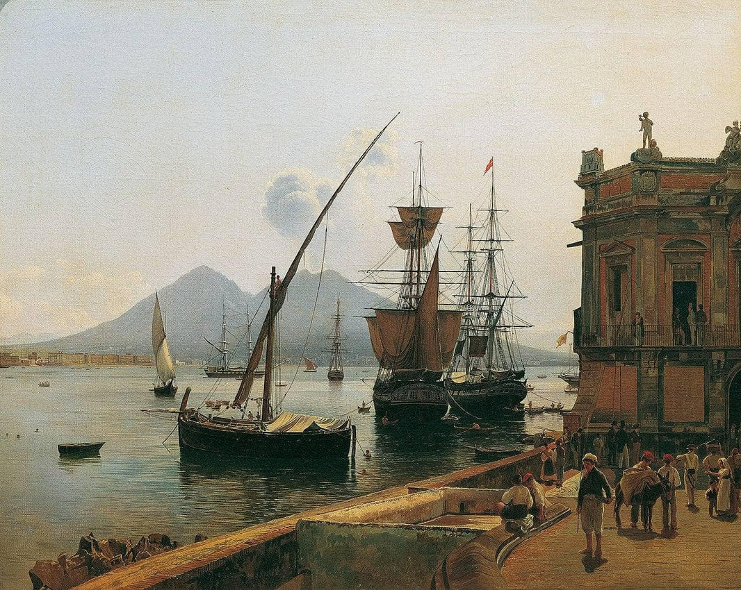 The port of Naples with Vesuvius by Rudolf von Alt — hand-painted landscape oil painting reproduction on canvas