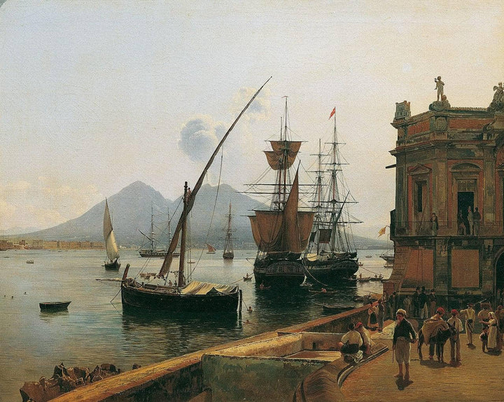 The port of Naples with Vesuvius by Rudolf von Alt — hand-painted landscape oil painting reproduction on canvas