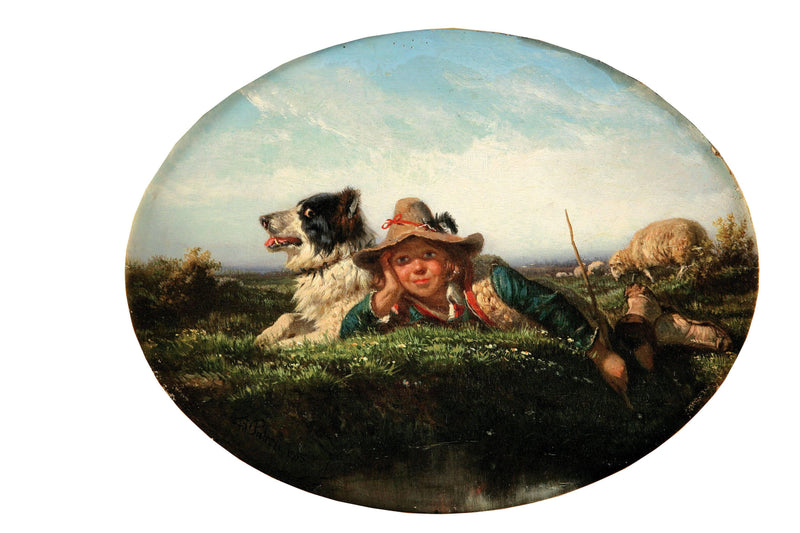 Shepherd boy with flock on gallery wrap