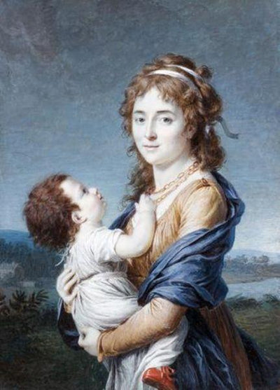 Portrait de la baronne, Dannery tenant son fils Jean Germain Samuel dans ses bras
