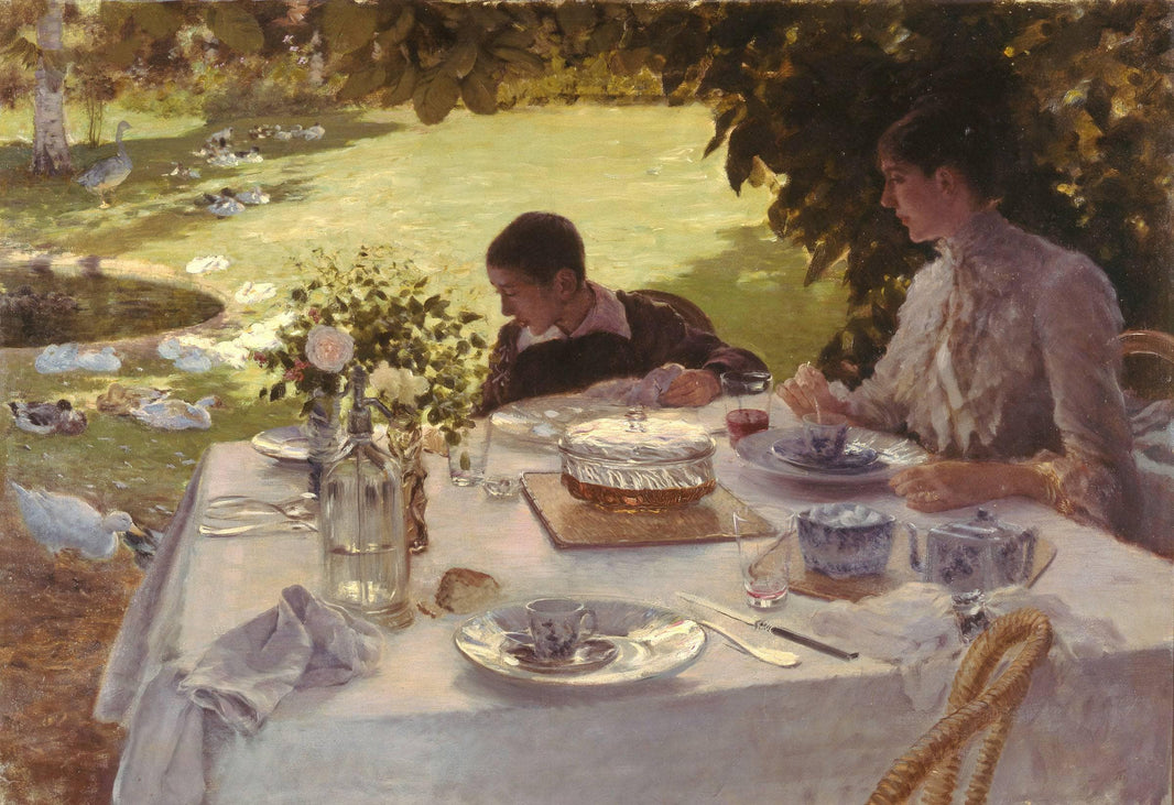Breakfast in the Garden by Giuseppe de Nittis — hand-painted portrait oil painting reproduction on canvas