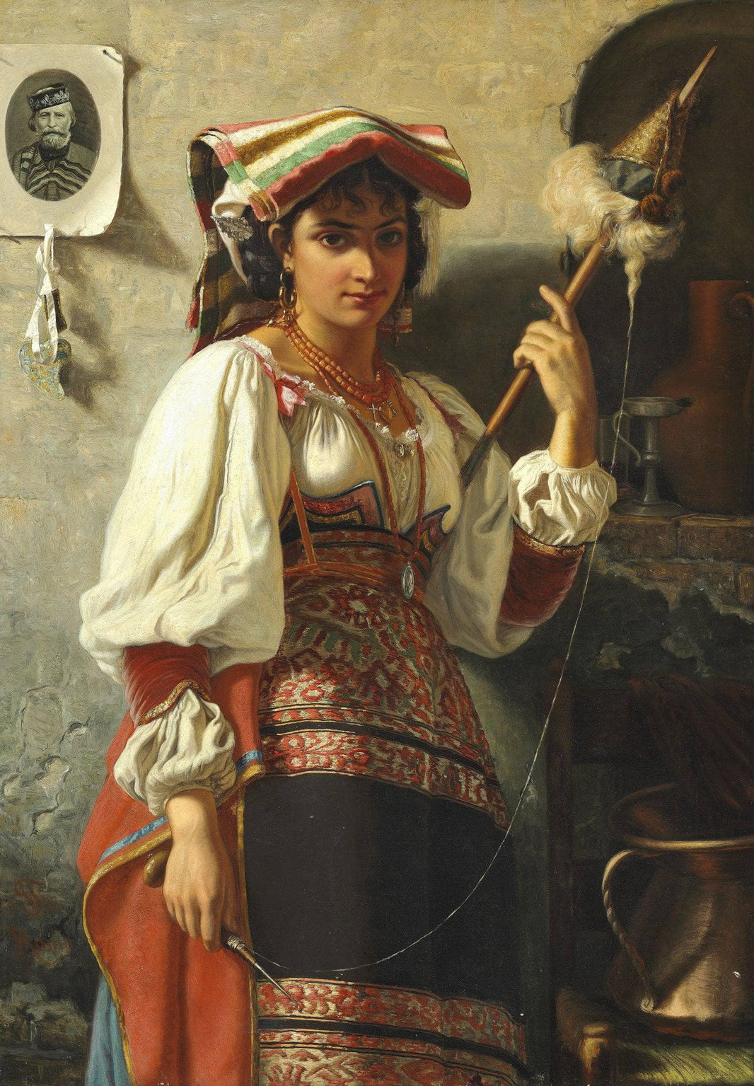 An Italian woman by Wenzel Tornøe — hand-painted portrait oil painting reproduction on canvas
