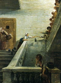 Milk Distribution to the Prisoners at St. Lazare's Prison by Hubert Robert — hand-painted architectural oil painting reproduction on canvas