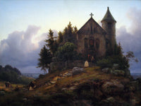 Chapel on the Edge of the Wood by Karl Lessing — hand-painted architectural oil painting reproduction on canvas