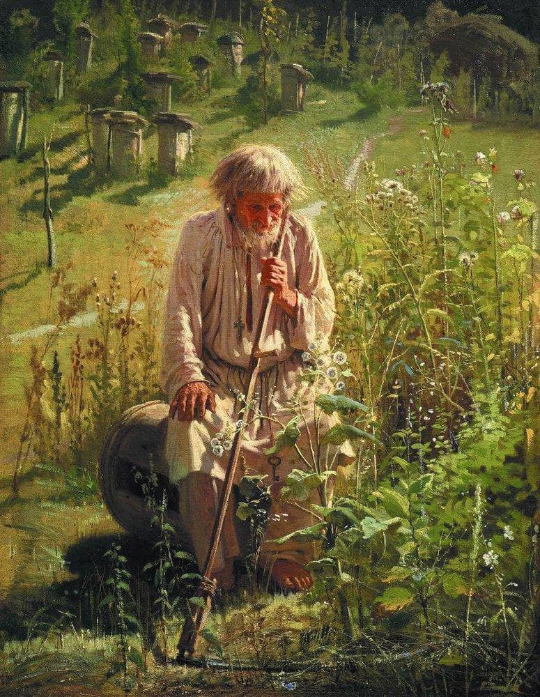 Beekeeper by Ivan Kramskoy — hand-painted botanical oil painting reproduction on canvas