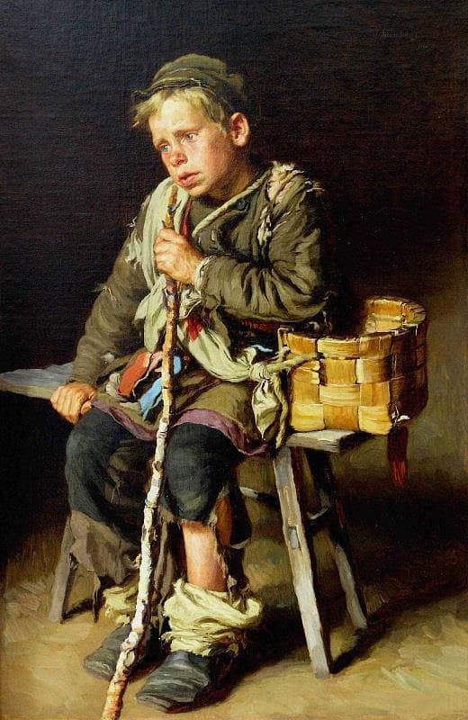 A beggar boy with basket