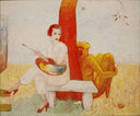 Self-Portrait with Palette (Painter and Faun) by Florine Stettheimer — female oil painting wall art, Naïve Art Primitivism