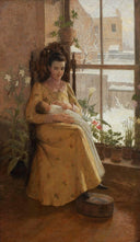 Portrait of Harriet with baby Lawrence James by James Taylor Harwood — hand-painted portrait oil painting reproduction on canvas