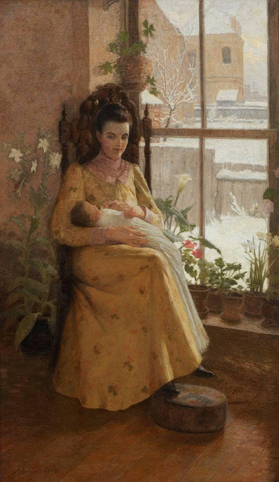 Portrait of Harriet with baby Lawrence James by James Taylor Harwood — oil painting reproduction
