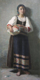 Italian Flower Girl by James Taylor Harwood, female oil painting wall art, Realism