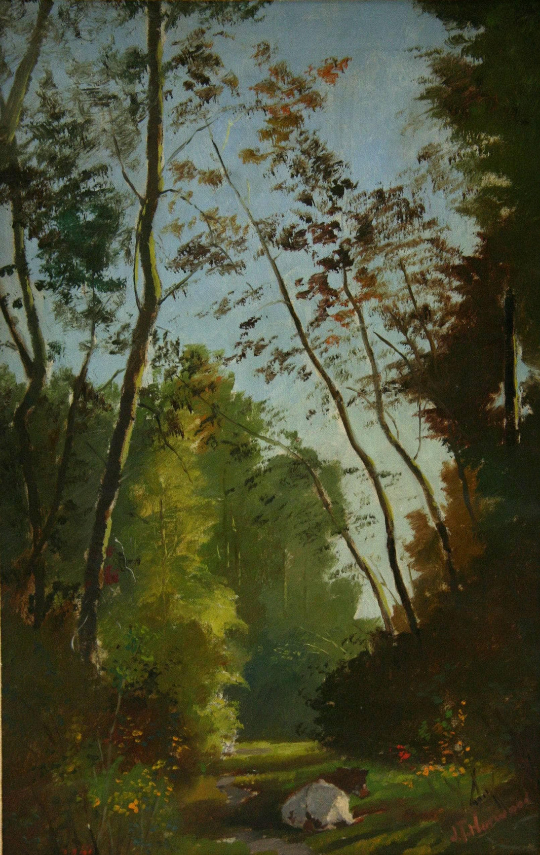 Cow Amongst the Trees (study) by James Taylor Harwood — hand-painted landscape oil painting reproduction on canvas