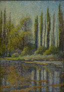 Poplars in Spring by James Taylor Harwood — hand-painted landscape oil painting reproduction on canvas