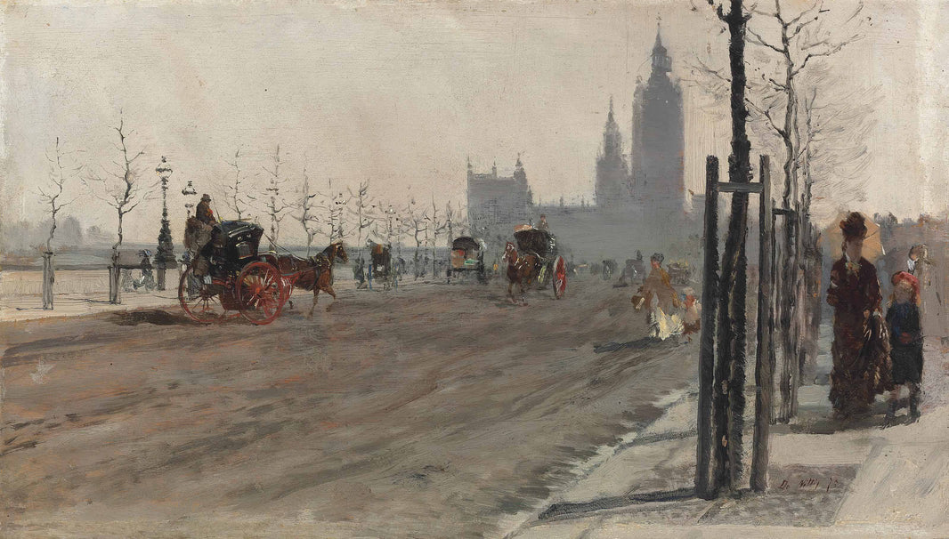 The Victoria Embankment, London by Giuseppe de Nittis — hand-painted animal oil painting reproduction on canvas