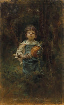 Little peasant girl singing by Francesco Paolo Michetti, children oil painting wall art, Realism