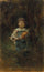 Little peasant girl singing in apartment