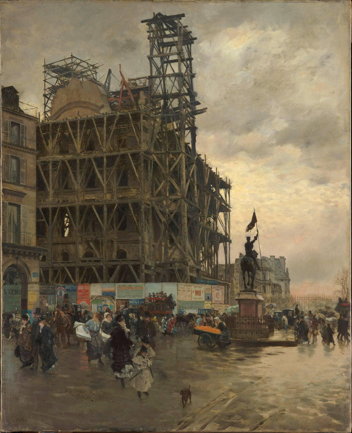 The Place des Pyramides, Paris by Giuseppe de Nittis — hand-painted architectural oil painting reproduction on canvas