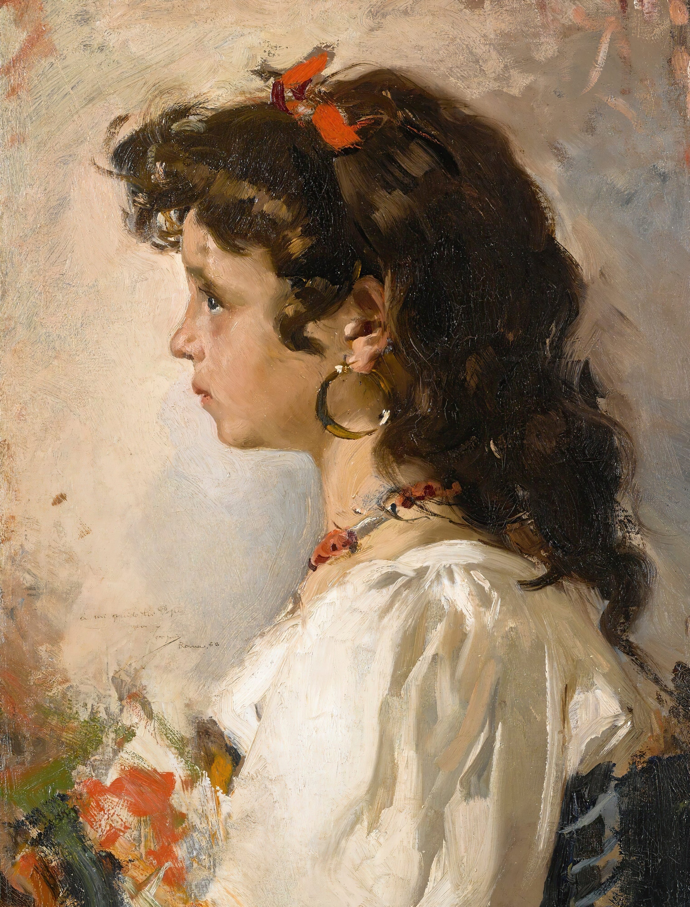 Head of an Italian Girl - Joaquín Sorolla